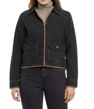 New With Tag Woolrich Women's Trucker Jacket, Black/Blue picture