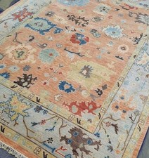 Handmade Oushak Rug Muted 8x10/9x12 Turkish Knot Area Rug Hand-Knotted Vintage picture