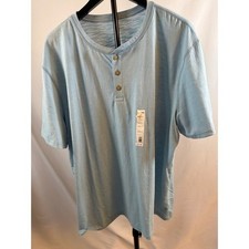 Sonoma Goods For Life Mens 3XLT Light Blue Short Sleeve Henley Stretch Shirt NWT picture