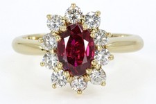 GIA 1.44 Carat Thai Ruby in Vintage 18K Yellow Gold Diamond Ring picture