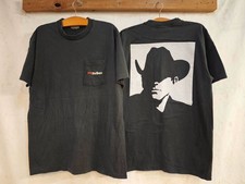 Vintage Marlboro Cowboy Pocket RARE Black XL Single Stitch T-Shirt REPRINT picture