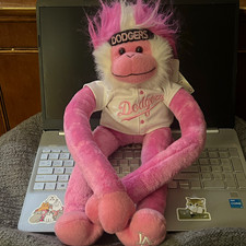 Los Angeles Dodgers MLB Pink Plush Monkey w/ Jersey & Headband picture