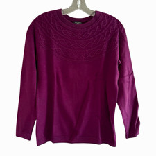 Talbots Diamond Cable Knit Sweater Petite Medium Purple Plum Winterberry NWT  picture