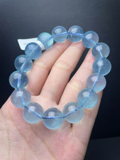 13mm Natural aquamarine Bead Bracelet Reiki Crystal Quartz Healing Decorate 1pc picture