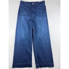 Pilcro and the Letterpress Women Blue Wide Leg High Rise Denim Jeans Size 33 picture