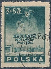Stamp Germany Poland Sc B45 1946 Post WWII Majdanek Camp Commerative CTO picture