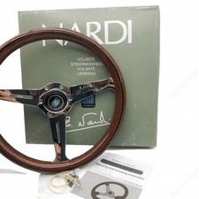 NARDI Classic 360mm Mahogany Wood Steering Wheel with Silver Chrome Finish picture