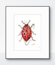 Original Abstract Expressionism 9X12 Ladybug Paper Handmade Signed Fine Art 16 picture