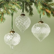 *NEW* Hearth & Hand Magnolia Glass Bulb Christmas Ornaments (Set of 3) picture