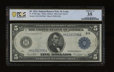 DBR 1914 $5 FRN St. Louis Fr. 875B PCGS-B 35 Serial H41240396A picture