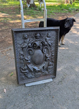 Exceptional Large Antique Cast Iron Fireplace Fireback picture