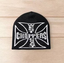 West Coast Choppers Black & White Graphic Print Beanie Hat One Size Biker picture