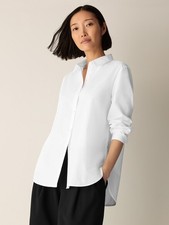 Eileen Fisher Organic Cotton Poplin Classic Collar Shirt Brand New NO IMPORT FEE picture