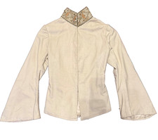 Antique 1890s Victorian Wool Jacket Bodice – Tailored Beige Wool Silk Lined picture