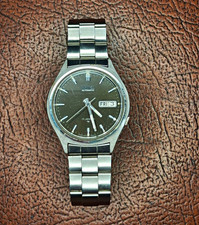 Seiko 5 Unisex Automatic 17 Jewels Day/Date Gray Dial SS Bracelet 38mm 70s picture