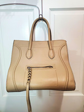 Authentic CELINE Phantom Luggage Tote Bag Beige Drummed Calfskin Leather (read) picture