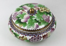 Early 20th Century Chinese Cloisonne Covered Dish Enamel Bowl Fruit Motif picture