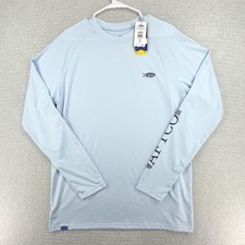 NWT AFTCO Yurei Fishing Shirt Mens Large Blue Air-O Mesh UPF 40 Long Sleeve picture
