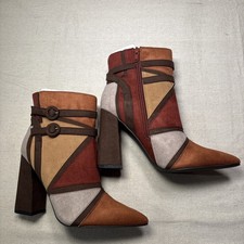 JustFab Adler Ankle Boots Bootie Block Heels Women Size 8 Colorblock picture