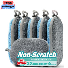 Dual Sided Kitchen Dish Sponges 6 Pack Rough & Soft Scrubbers Set picture