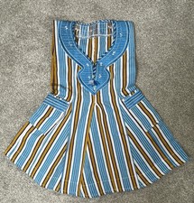 Ghanaian Girls Fugu Batakari Smock Dress Handwoven Blue Gold African Traditional picture