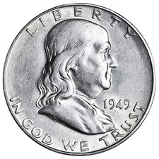 1949-S Franklin SILVER Half Dollar XF/AU Nice Coin Complete Your Album picture