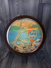 Vintage Heileman's Old Style Beer Lighted Wall Sign Round Barrel Bar Decor USA picture