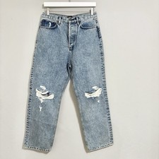 NWOT RUTI Light Blue Distressed Straight Leg Boyfriend Denim Jeans SZ 30 / 8 picture