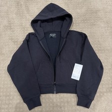 NWT Athleta | Women's Forever Fleece Full Zip Sweatshirt Small Black (paid $99) picture