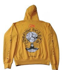 Authentic Chrome Hearts Yellow Logo Pullover Hoodie Horseshoe Men L orig $3000 picture