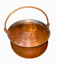 Antique hand hammered French Copper cooking pot Cauldron/Marmite w bail handle picture