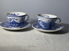 SPODE Blue Room Collection Georgian Series Woodman & Rome Teacup & Saucers NOS picture