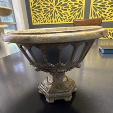 Vintage Hollywood Regency Gold Pedestal Compote Bowl Ornate Mirrored Panel 9