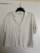 NWOT Madewell Button Front Shirt Lusterweave Size S ivory cream white boxy picture