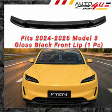 Gloss Black 1 Piece Front Bumper Lip Splitter Fits Tesla Model 3 2024-2026 VTEN picture
