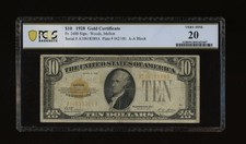 DBR 1928 $10 Gold Certificate Fr. 2400 PCGS-B VF-20 Serial A10618389A picture