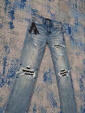 AMIRI MX1 Jeans Men's Playboy Edition Distressed Skinny Blue Denim Size 30 NWT picture