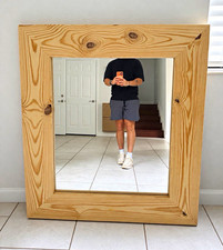 Handcrafted Solid Wood Statement Mirror – 44” × 49” picture