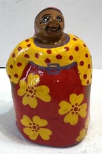 Vintage African Folk Art Handmade Hand Painted African Woman Figurine Souvenir picture
