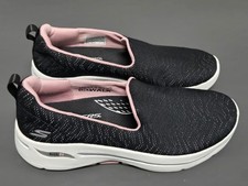 Skechers GOwalk Arch Fit Vegan Washable Mesh Slip-Ons Ocean Black/Pink Size 7.5 picture