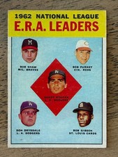 1963 Topps Baseball NL ERA Leaders Sandy Koufax Bob Gibson #5 VG-EX NO CREASES picture