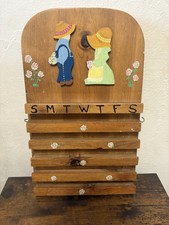 Vintage Wooden Hanging Perpetual Wall Calendar 15x9 Inches picture
