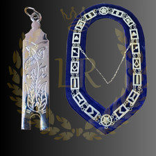 Masonic Regalia Blue Lodge Junior Warden Silver Plated Chain Collar+Jewel Deal picture
