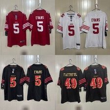 2026 Men's 49ers EVANS #5 FAITHFUL #49 Black/White/Red Stitched Jersey  S-3XL picture