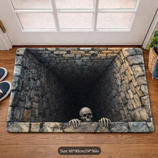 Halloween 3D Skeleton Skull Floor Mat Non-Slip Scary Horror Welcome Rug Indoor O picture