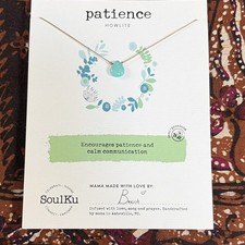 SoulKu Howlite Teardrop Pendant Necklace Gold Tone Cord Signed Inspirational picture
