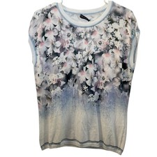 BASLER Womens Floral Print Knit Top Sleeveless Pullover Sweater M Quiet Luxury picture