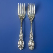 Antique Sterling WALLACE LUCERNE 1896 SALAD PASTRY Forks No Mono ORNATE LOT of 2 picture