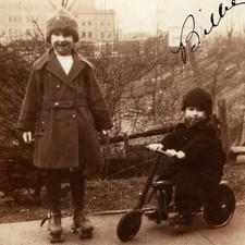 ID'd c1920s Cincinnati OH Anna Belle Haley Snapshot Photo Tricycle Roller Skates picture