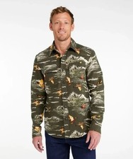 L.L. Bean Signature 1933 Chamois Flannel Cloth Button Up Shirt XL Hunting Ducks picture
